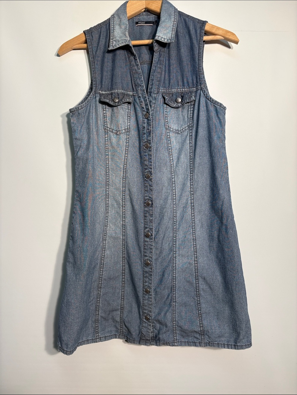 Silver Jeans Sleeveless Denim Mini Dress - Blue Wash